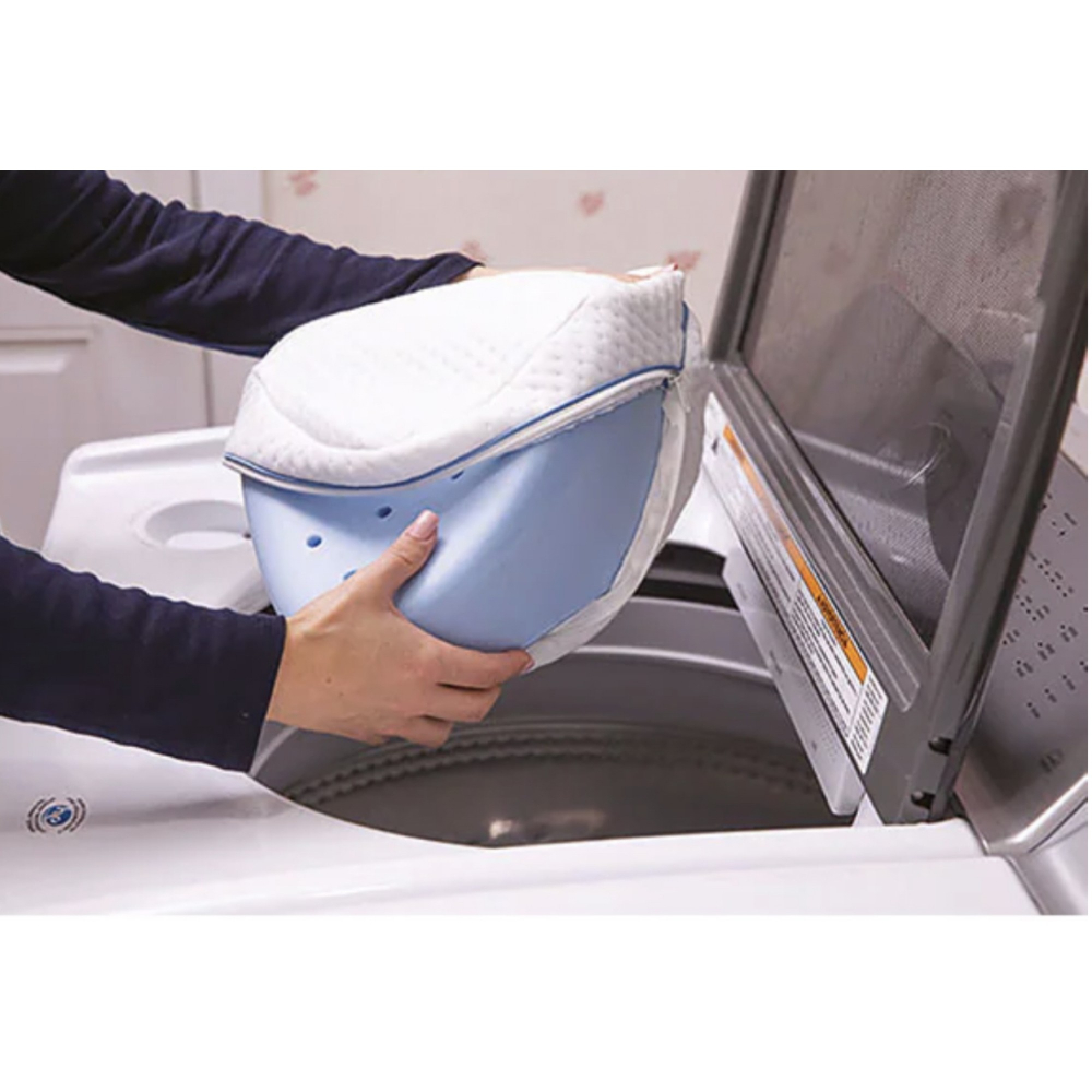 Pernă Ortopedică pentru Corectarea Posturii, Spumă cu Memorie pentru Alinierea Picioarelor cu Coloana Vertebrală, Dimensiuni 25x24 cm, Husă Lavabilă Inclusă, Design Ergonomic Alb [3]