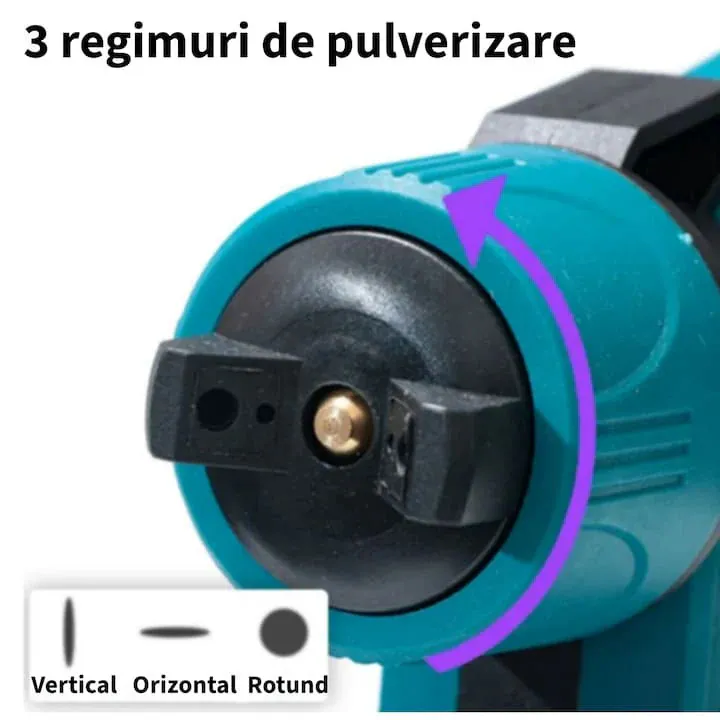 Pistol de vopsit fără fir 36V, 2 baterii 8.0Ah, putere 120W, rezervor 800 ml, debit 160 L/min, pulverizare reglabilă, utilizare precisă [3]