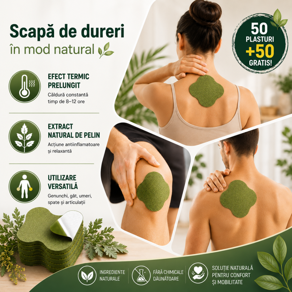 Plasturi Încălzitori pentru Genunchi - 10 Bucăți, Extracte Naturale, Efect Termic, Autoadezivi, pentru Relaxare Musculară și Confort [10]