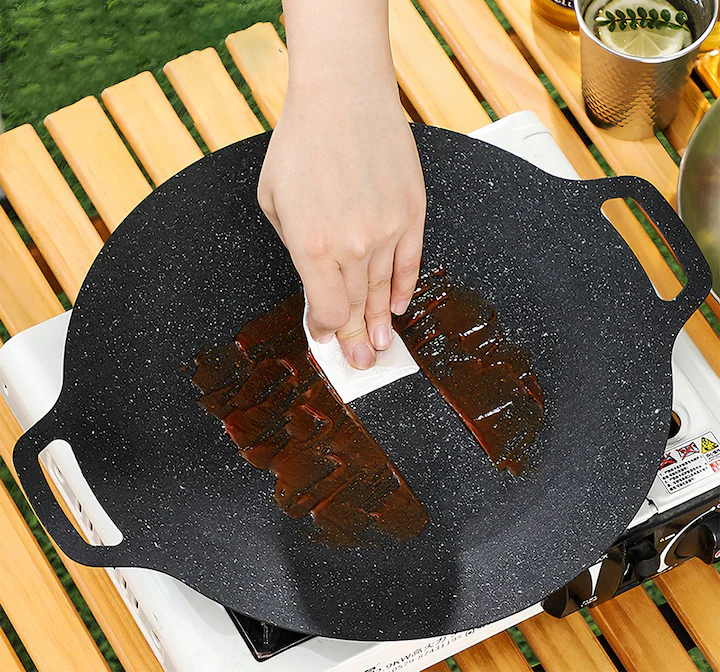 Plită japoneză 32 cm, construcție pluristratificată, înveliș antiaderent, material rezistent, culoare negru [4]