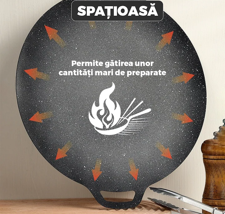 Plită japoneză 32 cm, construcție pluristratificată, înveliș antiaderent, material rezistent, culoare negru [3]