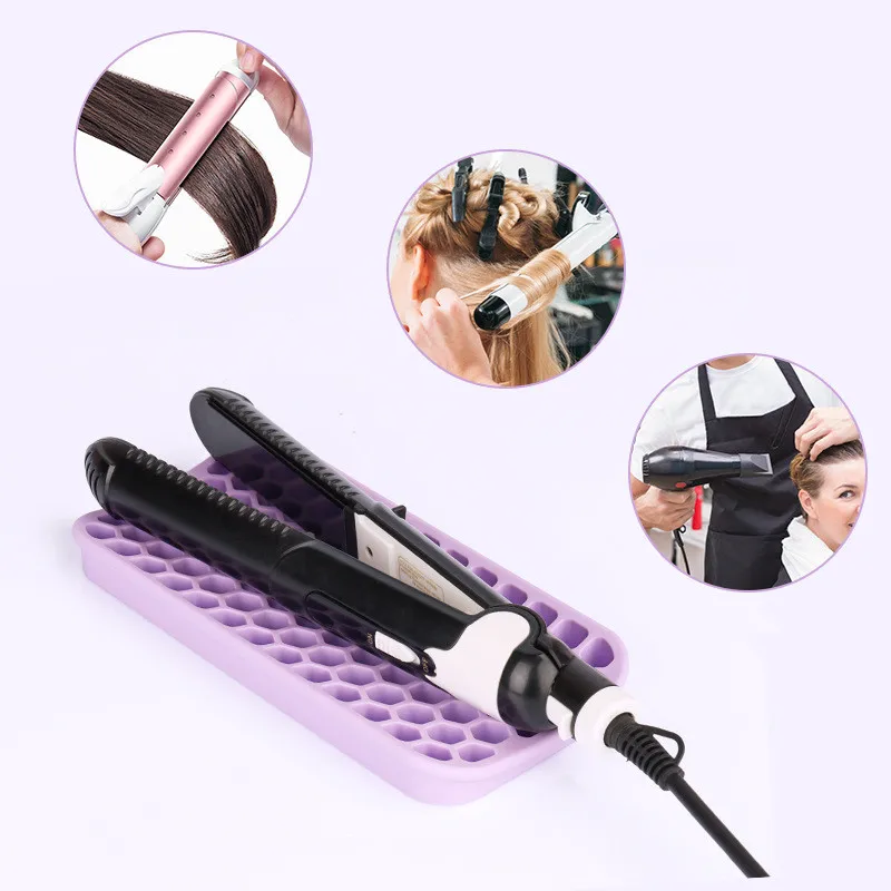 Protecție termică pentru placă de păr, din silicon, design rectangular flexibil, rezistentă la căldură, stil modern [2]