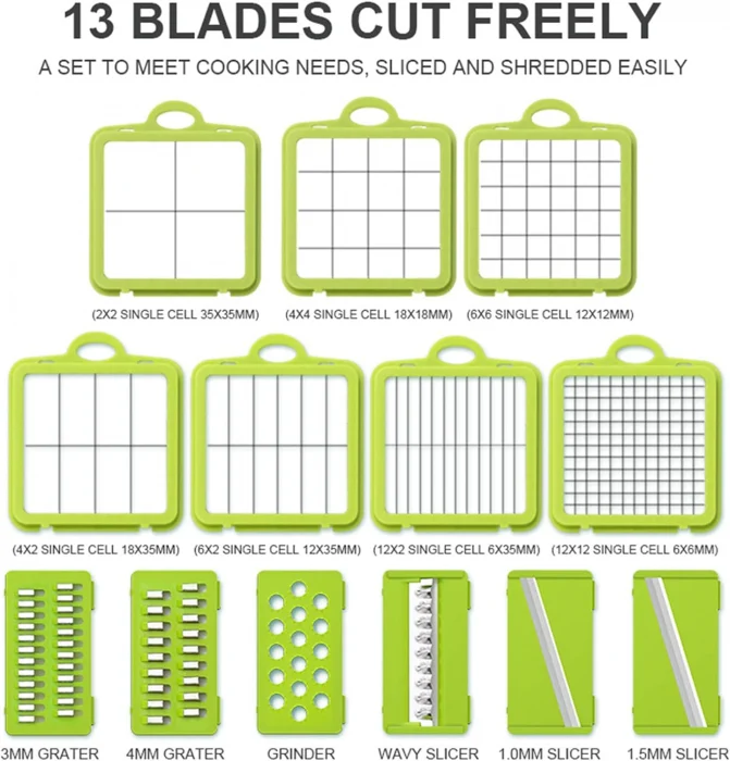 Răzătoare Multifuncțională cu lame din inox 22 Piese, Set Complet pentru Feliere și Răzuire [9]