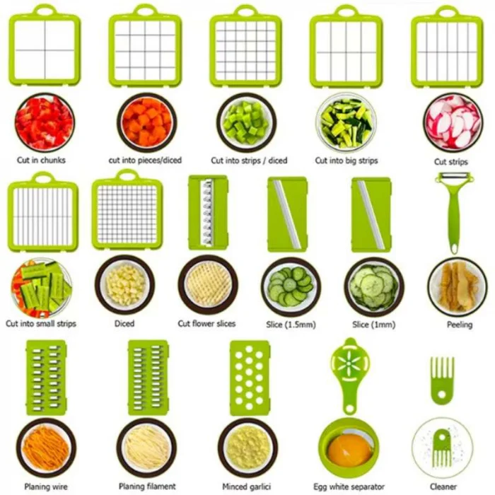 Răzătoare Multifuncțională cu lame din inox 22 Piese, Set Complet pentru Feliere și Răzuire [4]