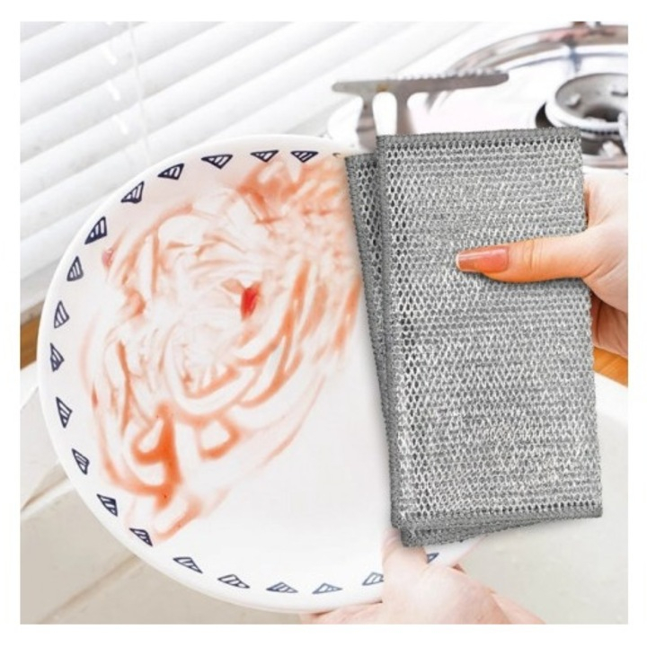 Set 10 lavete din microfibră metalică 20×20 cm, anti-zgârieturi, durabile și reutilizabile, ideale pentru curățare bucătărie [6]