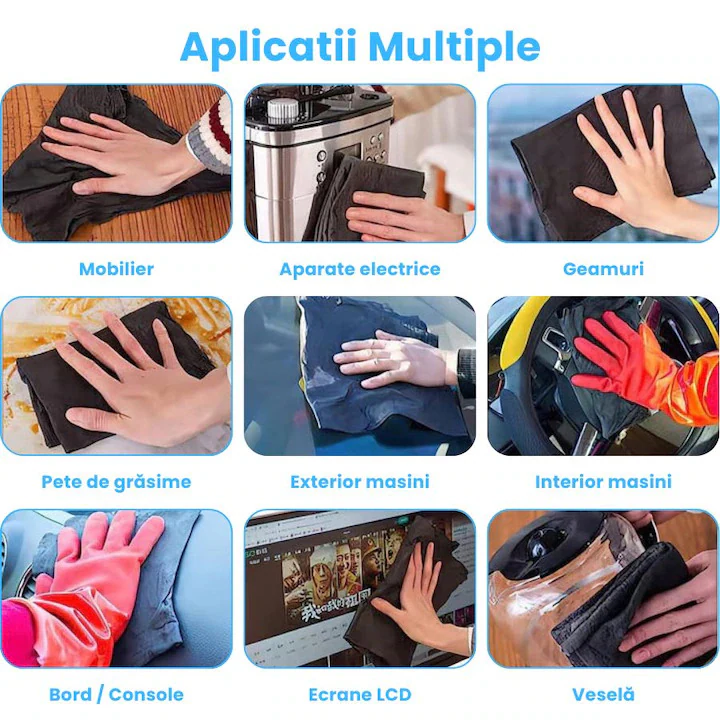 Set 5 lavete din microfibră 30×30 cm, fără scame, anti-zgârieturi, absorbante și reutilizabile, perfecte pentru sticlă și suprafețe sensibile, gri [3]