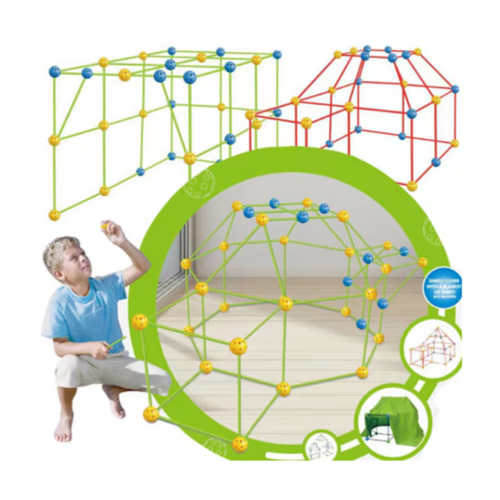 Set construcție cort pentru copii, din plastic colorat, sistem modular, potrivit pentru băieți și fete 3+, joacă interactivă [3]