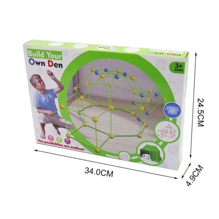 Set construcție cort pentru copii, din plastic colorat, sistem modular, potrivit pentru băieți și fete 3+, joacă interactivă [8]