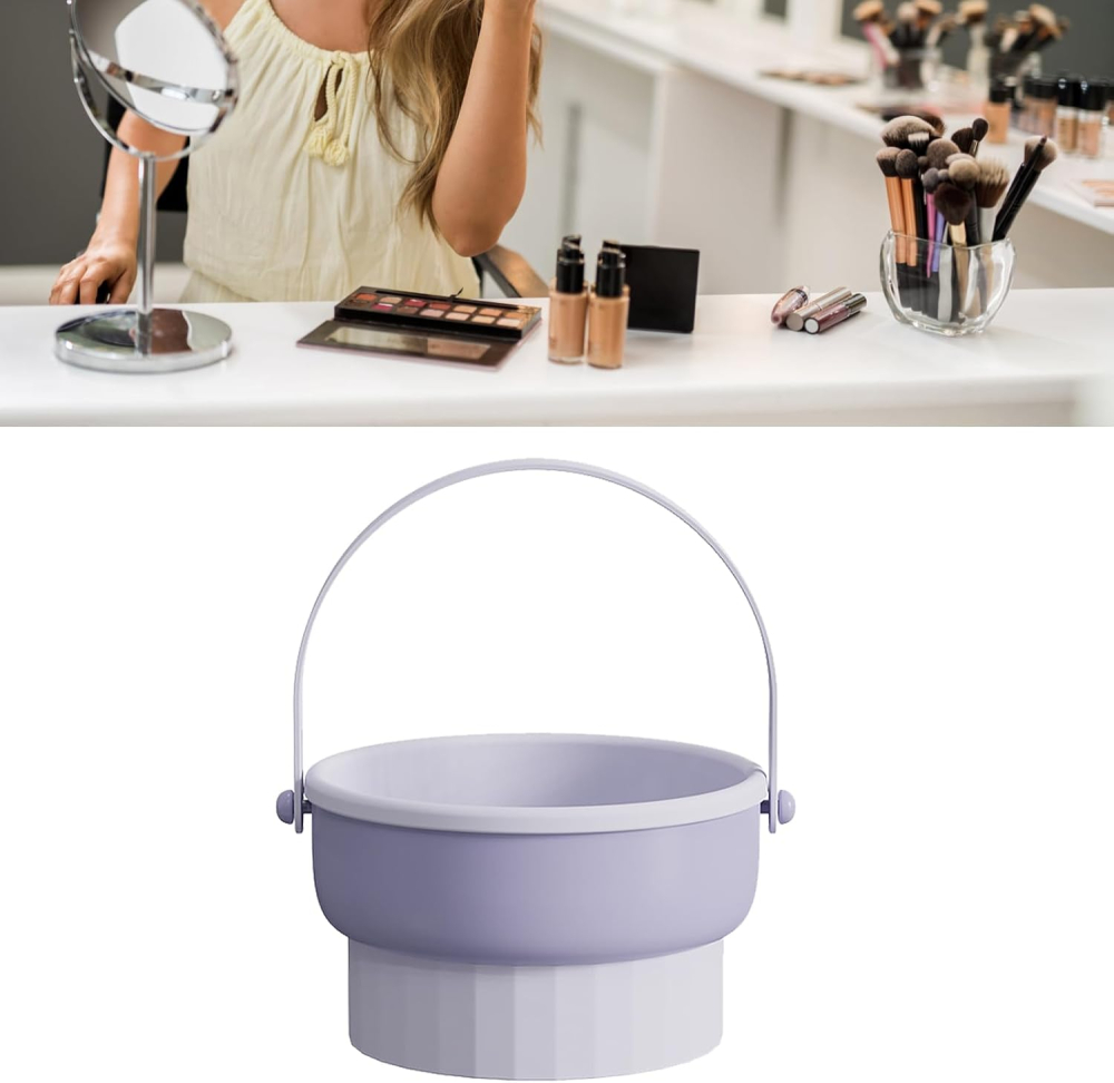 Suport profesional pentru curățare pensule machiaj 3 în 1, spălare, uscare și depozitare, design portabil, material TPR și PP rezistent [2]