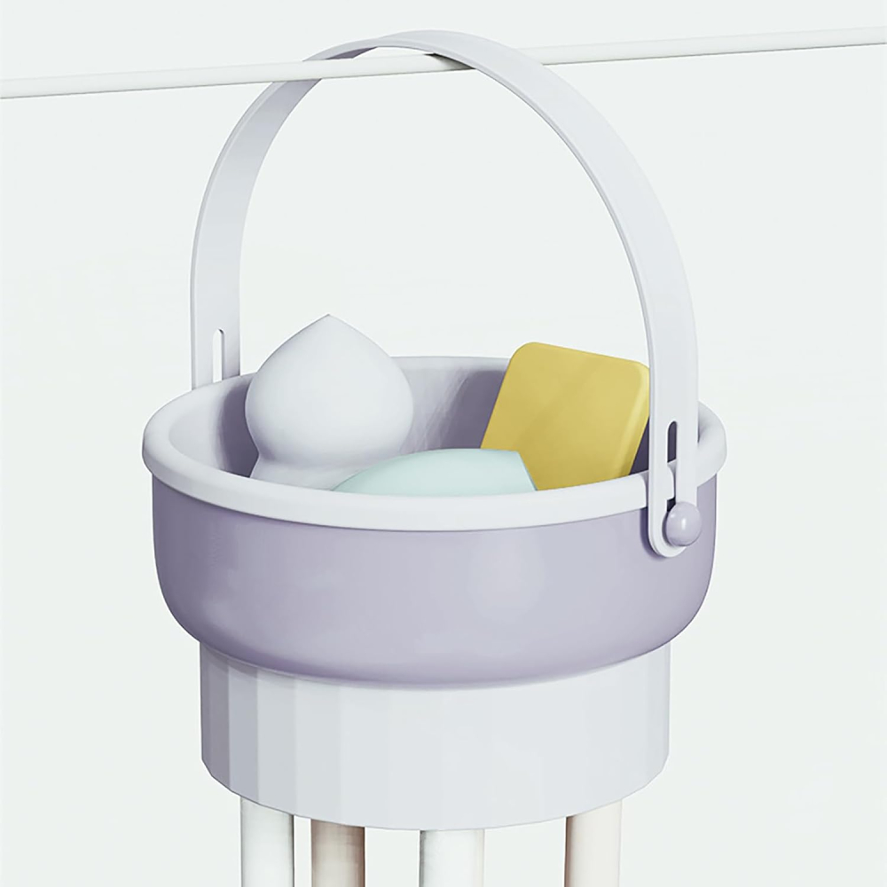 Suport profesional pentru curățare pensule machiaj 3 în 1, spălare, uscare și depozitare, design portabil, material TPR și PP rezistent [4]