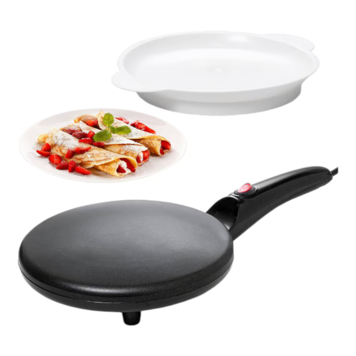 Tigaie Electrică pentru Clătite Fără Ulei, 600W, Alimentare 110V–220V, Diametru 26 cm, Suprafață Antiaderentă pentru Gătire Uniformă și Curățare Ușoară [8]