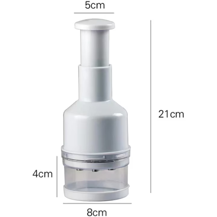 Tocător legume și fructe manual, multifuncțional, cu sistem de presare, 6 lame inox, recipient detașabil, alb [2]