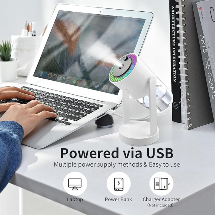 Umidificator Portabil 280 ml cu Proiecție Cer Înstelat, Funcție Temporizare, Autonomie până la 8 Ore, Dimensiuni 16,5x8 cm, Design Compact Ideal pentru Dormitor și Birou [6]