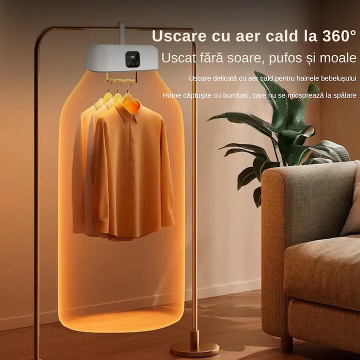 Uscător de Haine Electric Portabil 400W, Mini Dulap Pliabil cu Tehnologie 3D Air Drying, Uscare Rapidă 30 min–6h, Temperatură Constantă, Capacitate 10 kg, Design Compact [12]