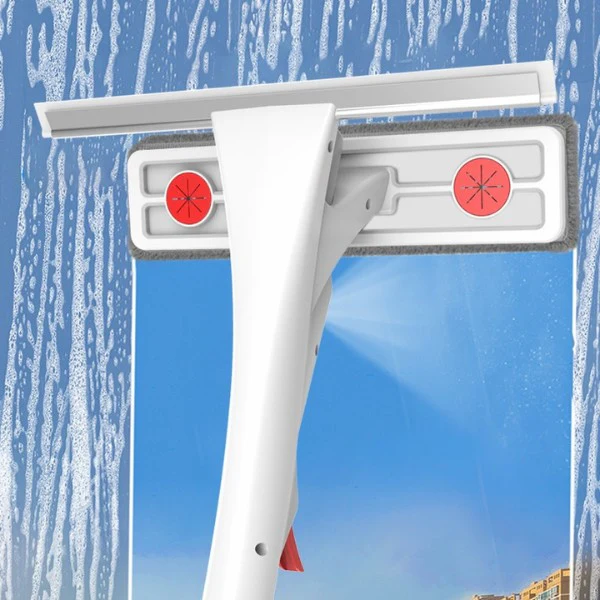 Aparat pentru curățare geamuri cu pulverizator, 125 cm, cap 26 cm, 3 funcții - pulverizare, spălare și uscare, racletă silicon și lavetă microfibră [1]