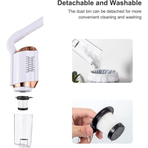 Aspirator Vertical Fără Fir 2 în 1, 8500 Pa, 5 Atașamente, Filtru HEPA, Recipient Colectare, Curățare Ușoară, 113x21 cm [11]