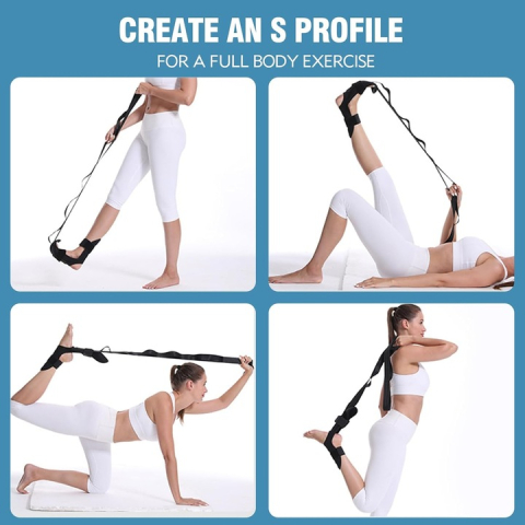 Bandă de stretching yoga 2 m, 7 segmente, material premium respirabil, design confortabil, ușor de transportat și utilizat [5]