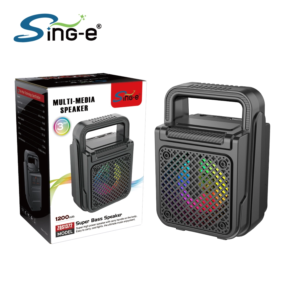 Boxe Audio - Boxă Bluetooth portabilă 3W, difuzor 3", iluminare RGB, suport USB/TF/FM/TWS, baterie 3.7V 300 mAh, carcasă din plastic