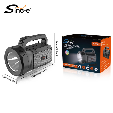 Boxe Audio - Boxă Bluetooth portabilă cu încărcare solară, 5W, difuzor 3", radio FM, porturi USB și TF, power bank și lanternă inclusă