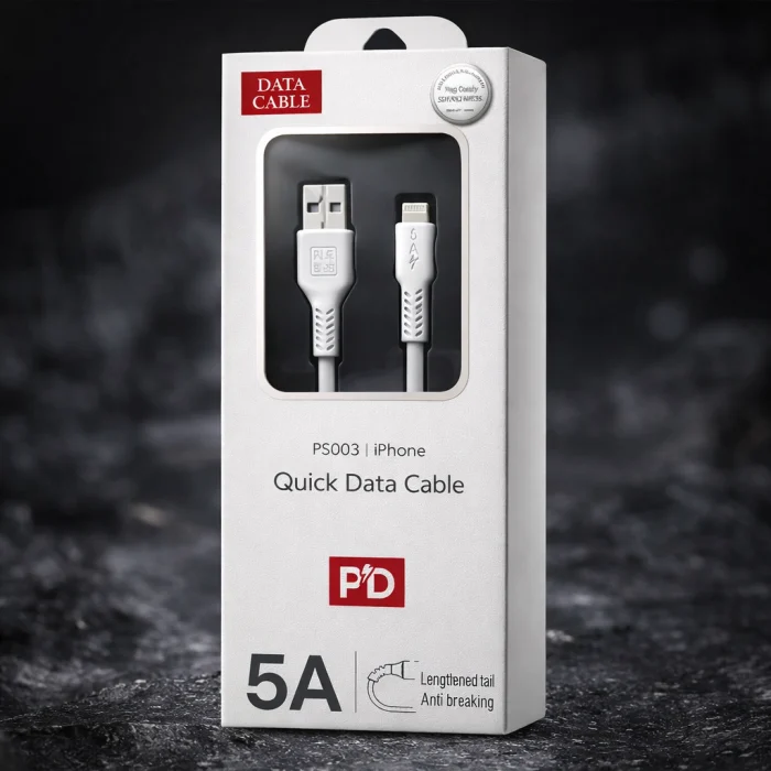 Accesorii Telefoane - Cablu Date și Încărcare Rapidă USB–Iphone, 5A, Fast Charging, Alb