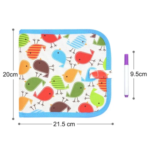 Caiet tip tablă neagră pentru desen, reutilizabil, cu marker magic, design compact și portabil, pentru copii până la 4 ani [7]