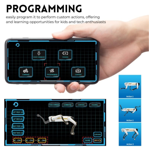 Câine Robot Inteligent iUni 8002 - 25+ Funcții Interactive, Control prin Aplicație și Telecomandă, Comenzi Vocale, Dans, Muzică, Povești și Programare [3]