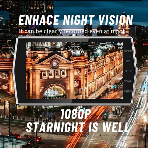 Cameră auto DVR Full HD 1080p, înregistrare video cu vedere nocturnă, funcție cameră spate inclusă [4]