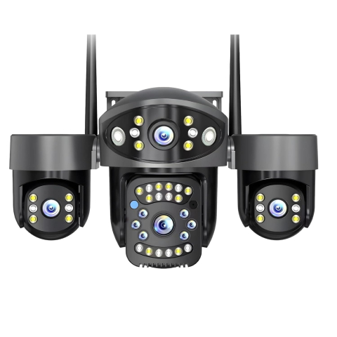 Camere de supraveghere - Camera supraveghere WiFi full hd, exterior, 3 lentile, PTZ 360°, zoom 10X, urmarire automata AI, vedere nocturna color, audio bidirectional