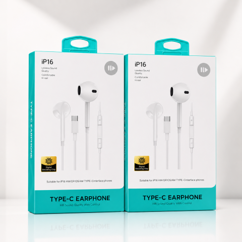 Accesorii Telefoane - Căști stereo USB Type-C, prevăzute cu microfon integrat și design ergonomic in-ear, compatibile cu telefoane și tablete, alb