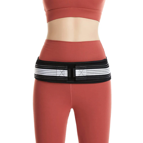 Centură lombară pentru șold, suport pentru dureri sciatice, neopren respirabil, unisex, reglabilă 43" x 8.9 cm, anti-alunecare, negru/alb [1]