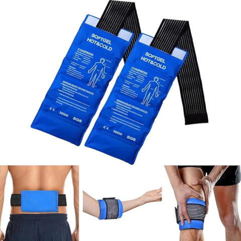 Produse medicale - Compresă Gel Reutilizabilă Cald/Rece pentru Genunchi, Terapie Termică pentru Umflături, Leziuni Sportive, Bursită, Artrită și Entorse, Design Flexibil și Confortabil, Culoare Albastru