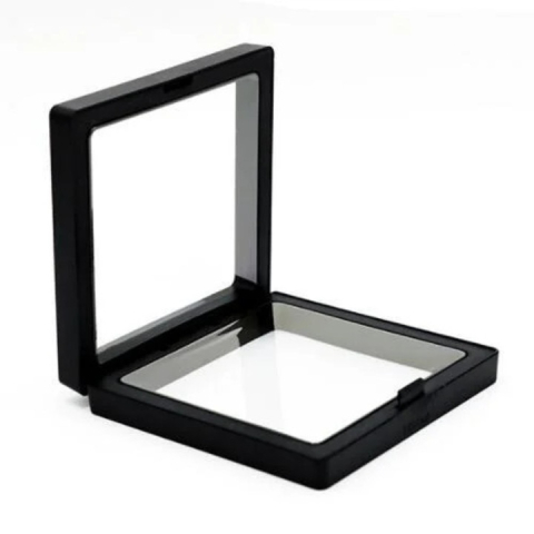 Aparate & Accesorii ingrijire personala - Cutie pentru bijuterii cu efect 3D transparent, model premium, potrivită pentru inele, brățări și monede, design compact, portabil, din plastic, negru