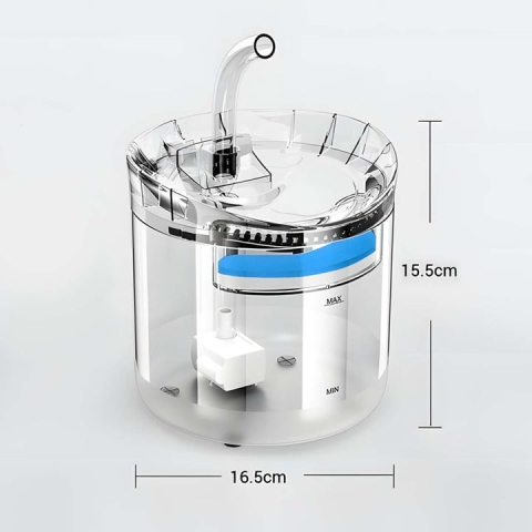 Dispenser apă pentru animale 2L, fântână electrică 5V, sistem de filtrare în 3 etape cu carbon activ, 2 moduri, silențios, transparent [2]