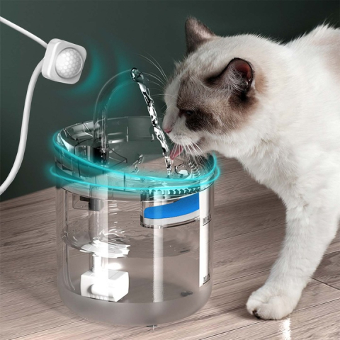 Dispenser apă pentru animale 2L, fântână electrică 5V, sistem de filtrare în 3 etape cu carbon activ, 2 moduri, silențios, transparent [4]