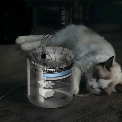 Dispenser apă pentru animale 2L, fântână electrică 5V, sistem de filtrare în 3 etape cu carbon activ, 2 moduri, silențios, transparent [5]