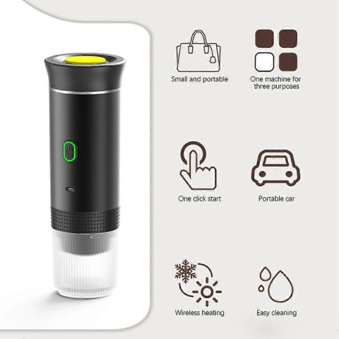 Espressor Portabil 60 ml, 72W, 12V, cu Mod Încălzire Apă, Compatibil Capsule Nespresso, Dolce Gusto, Cafea Măcinată și Ciocolată Caldă, Carcasă din Plastic și Inox, Design Compact pentru Călătorii [7]