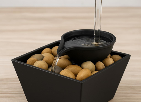 Fântână decorativă cu robinet plutitor, LED multicolor, pietre incluse, 11.5×11.5×28 cm, ideală pentru interior [2]