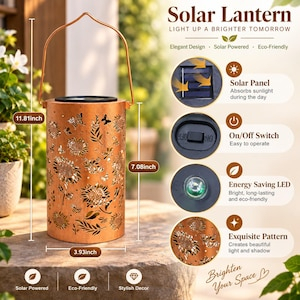 Felinar Solar Decorativ Floarea-Soarelui pentru Exterior, Lampă Suspendată cu Flori și Fluturi, Iluminare Nocturnă, Autonomie 8-10 Ore, Rezistent la Intemperii, pentru Grădină, Terasă și Balcon [7]