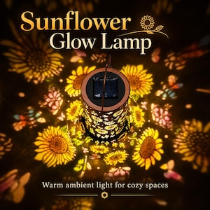 Felinar Solar Decorativ Floarea-Soarelui pentru Exterior, Lampă Suspendată cu Flori și Fluturi, Iluminare Nocturnă, Autonomie 8-10 Ore, Rezistent la Intemperii, pentru Grădină, Terasă și Balcon [8]