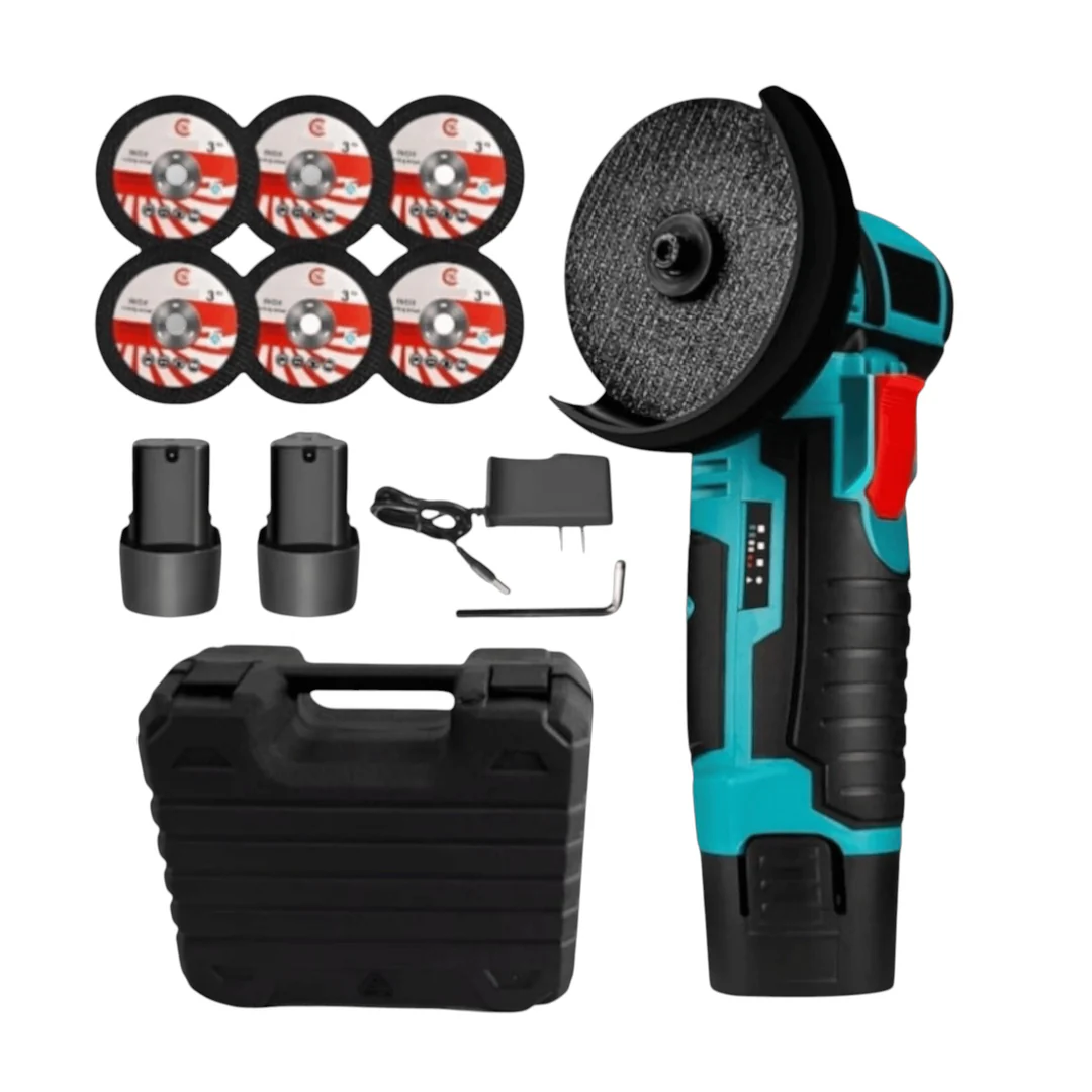 Scule Electrice si Unelte - Flex Polizor cu 2 Acumulatori 48V, Viteză 19.500 RPM, 6 Discuri 76 mm Incluse, Design Portabil și Profesional pentru Lucrări Precise, Culoare Albastru/Negru