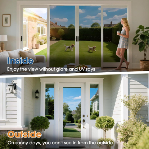 Folie solară tip oglindă 0.6×3 m, autoadezivă, protecție UV și împotriva căldurii, aplicare ușoară cu kit, gri [3]