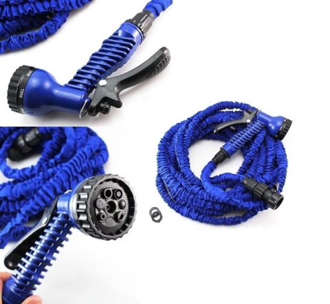 Furtun extensibil pentru grădină 60 m, pistol de pulverizare cu 7 moduri, conectori rapizi și adaptoare incluse, albastru/verde [4]