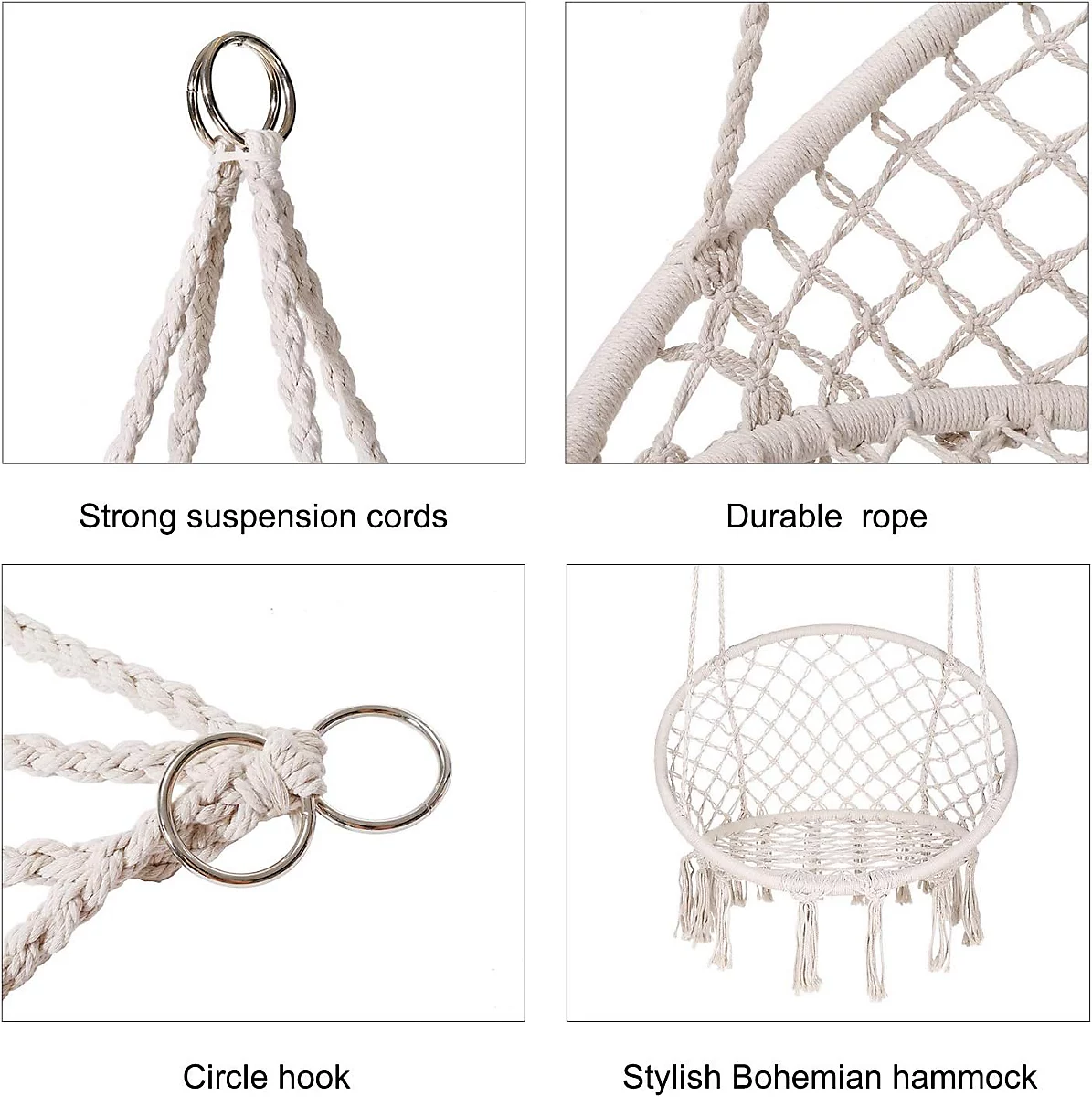 Hamac tip scaun suspendat din macrame, balansoar, confortabil și durabil, potrivit pentru interior și exterior, grădină sau terasă [5]