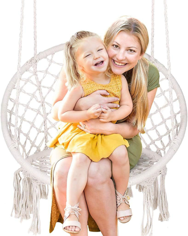 Hamac tip scaun suspendat din macrame, balansoar, confortabil și durabil, potrivit pentru interior și exterior, grădină sau terasă [6]