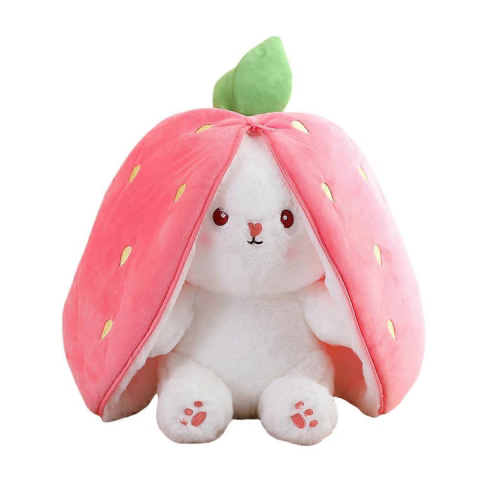 Produse si jucarii pentru copii - Jucărie de pluș Iepuraș Căpșunică 25 cm, material moale, potrivită pentru copii 4–6 ani