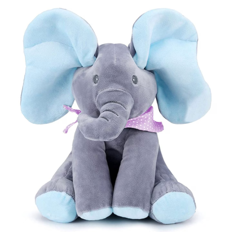 Produse si jucarii pentru copii - Jucărie interactivă din pluș Elefant, funcție cântare și vorbire, culoare Albastru/Gri si Roz/Gri