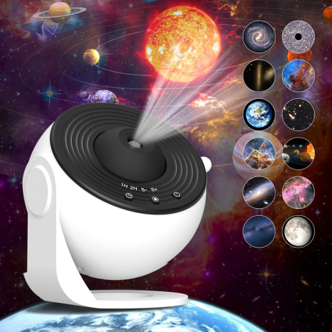 Lampă de Veghe Proiector Galaxy 13 în 1, Proiecție Cer Înstelat HD, Rotire 360°, Alimentare USB, 10 W, Design Glob, Alb-Negru, pentru Dormitor [11]
