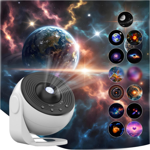 Lampă de Veghe Proiector Galaxy 13 în 1, Proiecție Cer Înstelat HD, Rotire 360°, Alimentare USB, 10 W, Design Glob, Alb-Negru, pentru Dormitor [21]