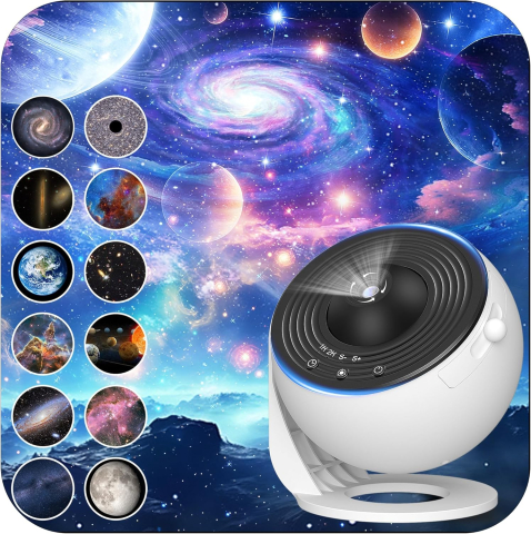 Lampă de Veghe Proiector Galaxy 13 în 1, Proiecție Cer Înstelat HD, Rotire 360°, Alimentare USB, 10 W, Design Glob, Alb-Negru, pentru Dormitor [20]