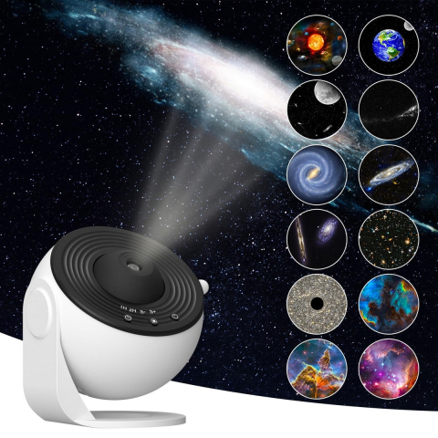 Lampă de Veghe Proiector Galaxy 13 în 1, Proiecție Cer Înstelat HD, Rotire 360°, Alimentare USB, 10 W, Design Glob, Alb-Negru, pentru Dormitor [8]